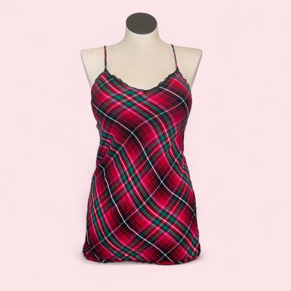 Victoria's Secret red plaid cami slip dress